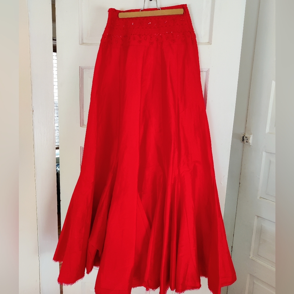 Red free people skirt